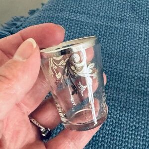 Vintage Handcrafted Sterling Silver Inlay Design Liqueur Shot Glasses, Set of 4